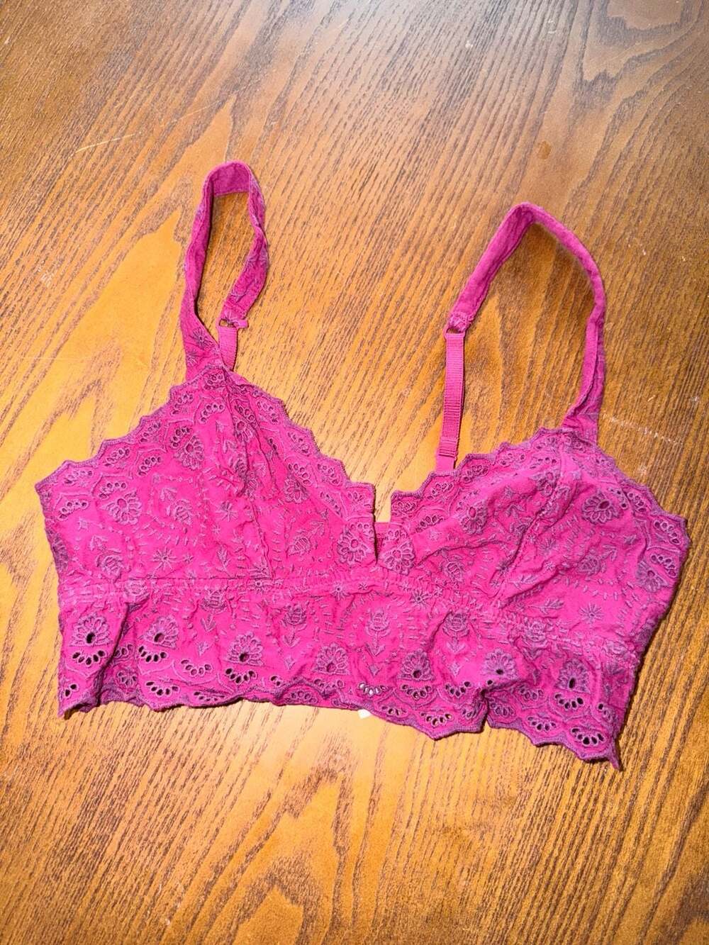 Intimately Free People Bralette Size S Pink Eyelet Lace Crop